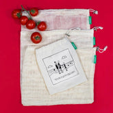 Lot de 6 sachets pour fruits et légumes zéro déchet I Collab avec Art of Boo